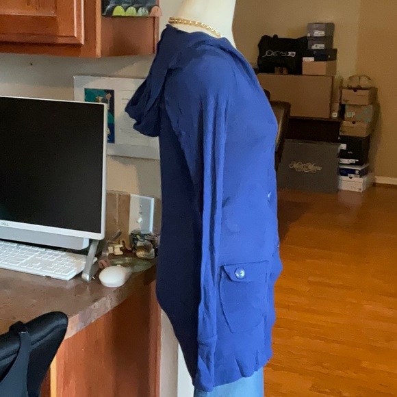 Miley Cyrus Max Azria Navy Blue Hooded Cardigan Size S, NWT - Picture 6 of 12